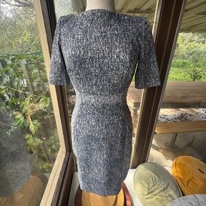 Lela Rose fitted dress with short sleeves and bateau neckline